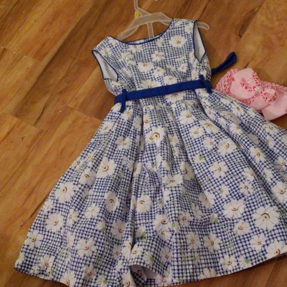 Other - Blue and white check dress with daisies